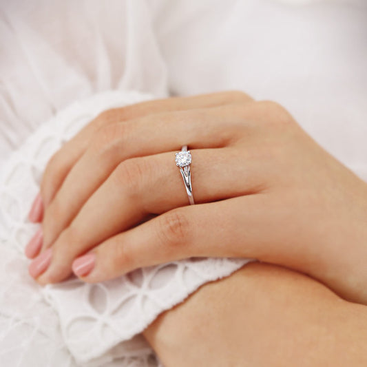 Round Solitaire Lab Grown Diamond Engagement Ring