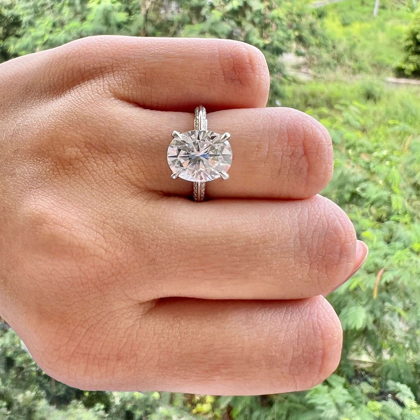 Oval Pave Lab Grown Diamond Engagement Ring