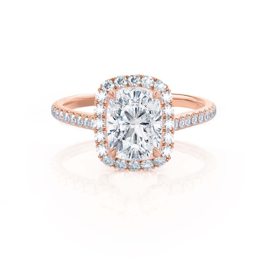 Elongated Cushion Halo & Pave Lab Grown Diamond Engagement Ring