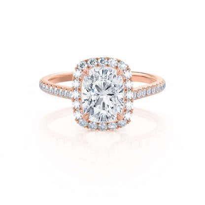 Elongated Cushion Halo & Pave Lab Grown Diamond Engagement Ring