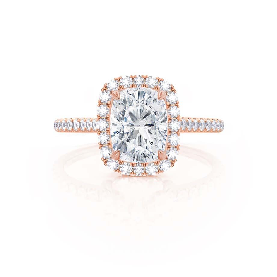 Elongated Cushion Halo & Pave Lab Grown Diamond Engagement Ring