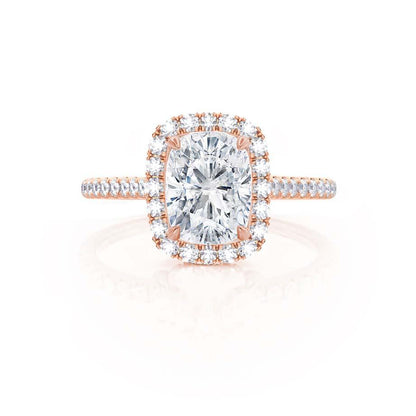 Elongated Cushion Halo & Pave Lab Grown Diamond Engagement Ring