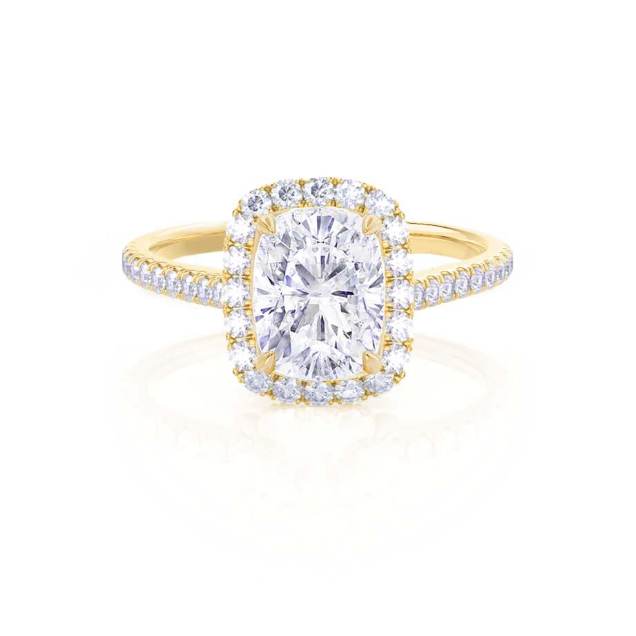 Elongated Cushion Halo & Pave Lab Grown Diamond Engagement Ring