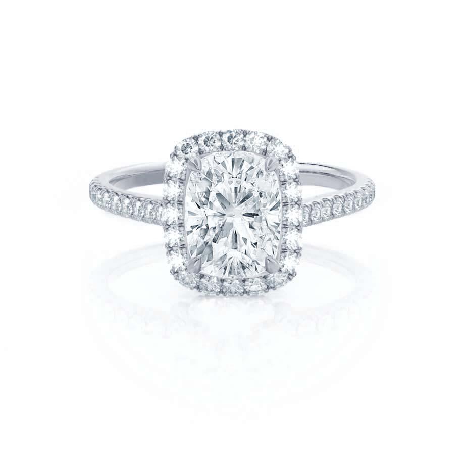 Elongated Cushion Halo & Pave Lab Grown Diamond Engagement Ring