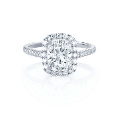 Elongated Cushion Halo & Pave Lab Grown Diamond Engagement Ring