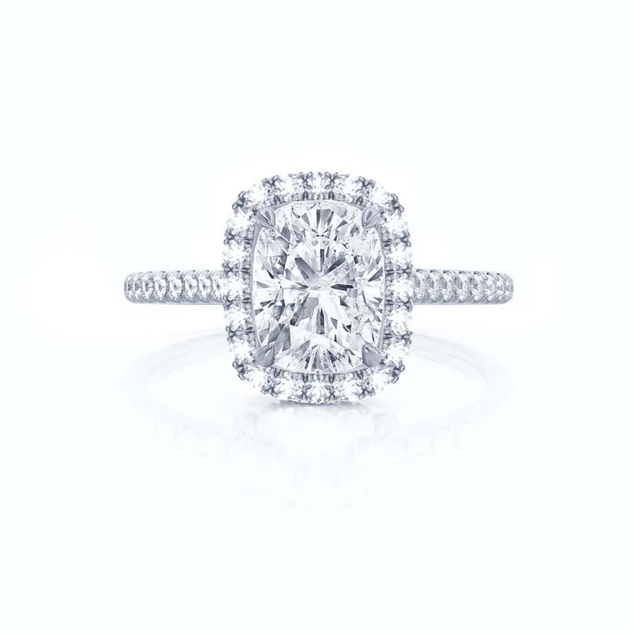 Elongated Cushion Halo & Pave Lab Grown Diamond Engagement Ring