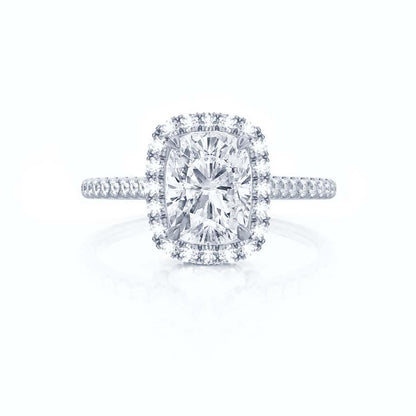 Elongated Cushion Halo & Pave Lab Grown Diamond Engagement Ring