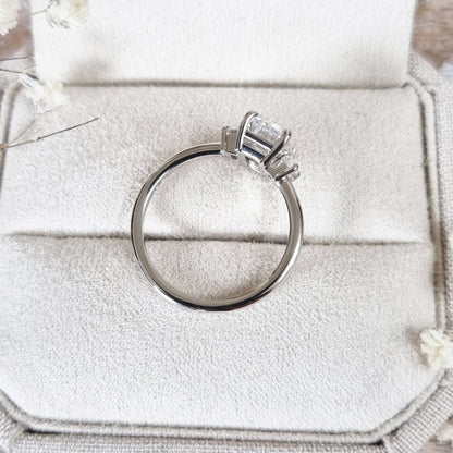 2.29 CT Emerald Three Stone  Lab Grown Diamond Engagement Ring