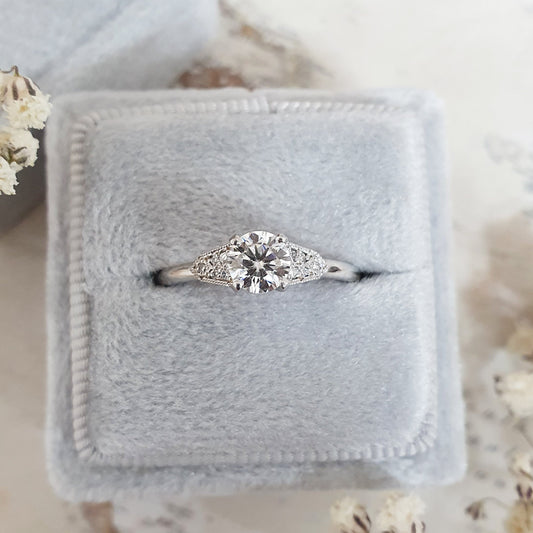 Round Pave Lab Grown Diamond Engagement Ring