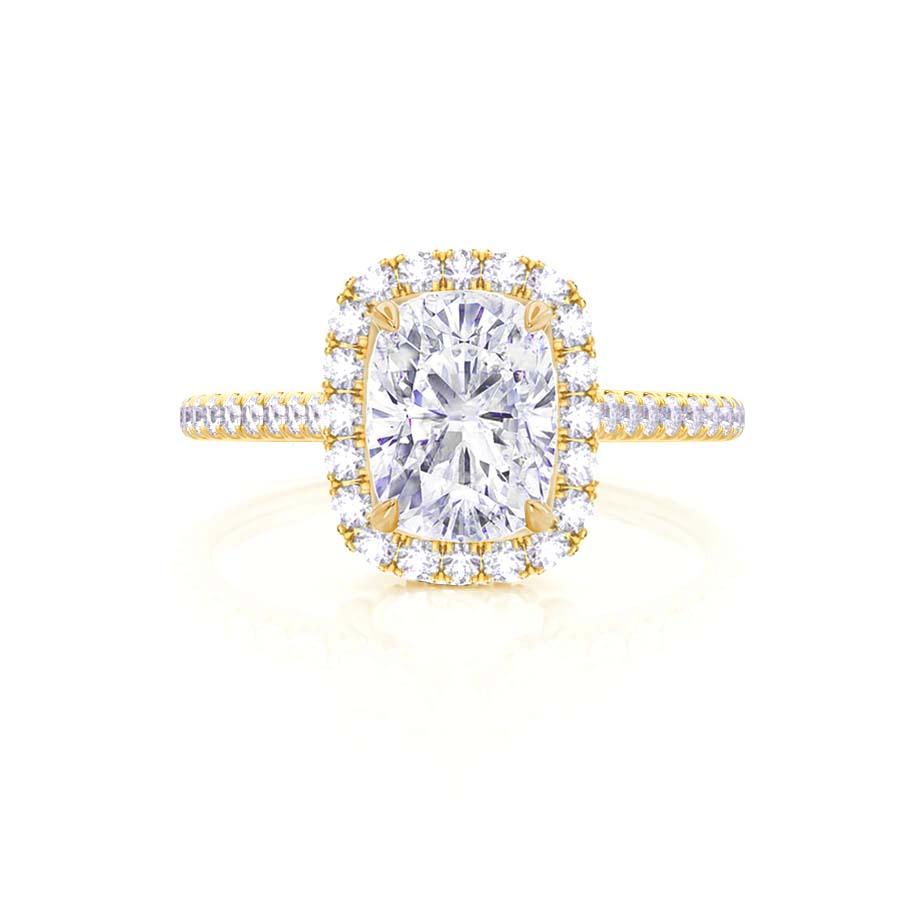 Elongated Cushion Halo & Pave Lab Grown Diamond Engagement Ring