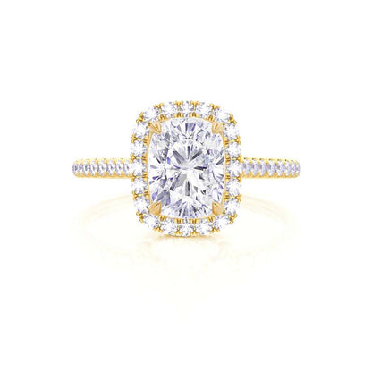 Elongated Cushion Halo & Pave Lab Grown Diamond Engagement Ring