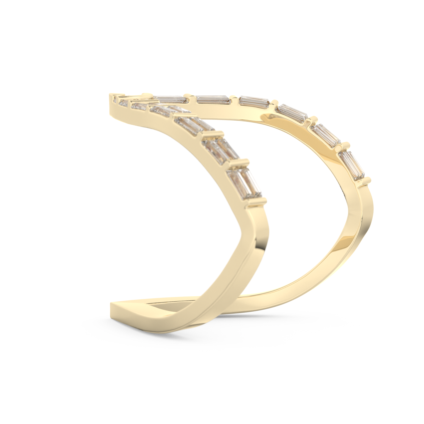 Half Eternity Wedding Band with 1.39 CT Baguette Cut Moissanite – Yellow, White, or Rose Gold