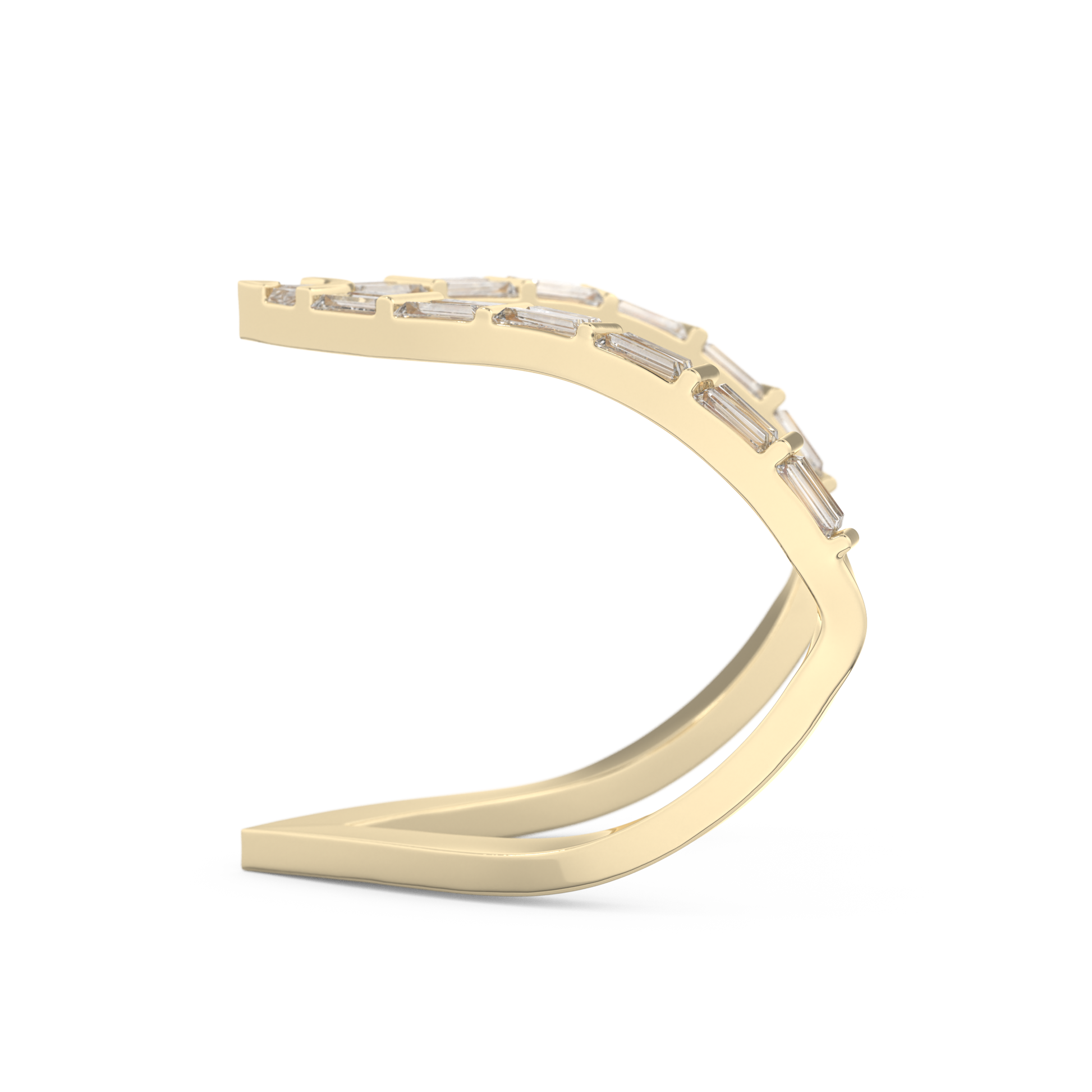 Half Eternity Wedding Band with 1.39 CT Baguette Cut Moissanite – Yellow, White, or Rose Gold