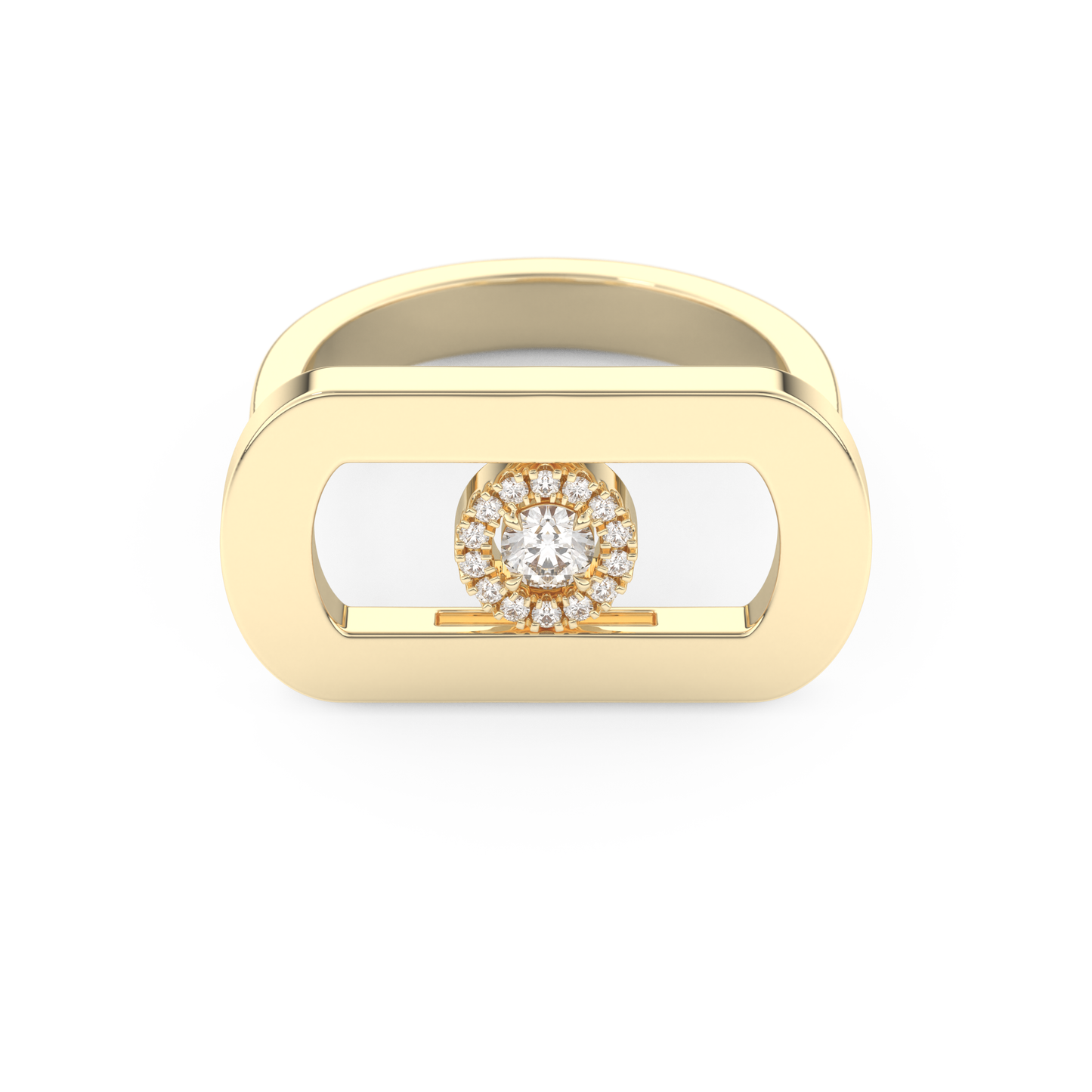 Round Cut Floating Halo 0.11 Carat Moissanite Ring – Halo Setting in Gold