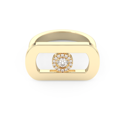 Round Cut Floating Halo 0.11 Carat Moissanite Ring – Halo Setting in Gold