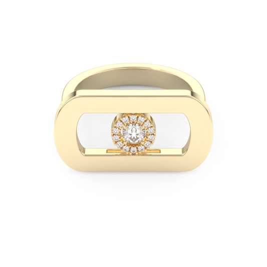 Round Cut Floating Halo 0.11 Carat Moissanite Ring – Halo Setting in Gold