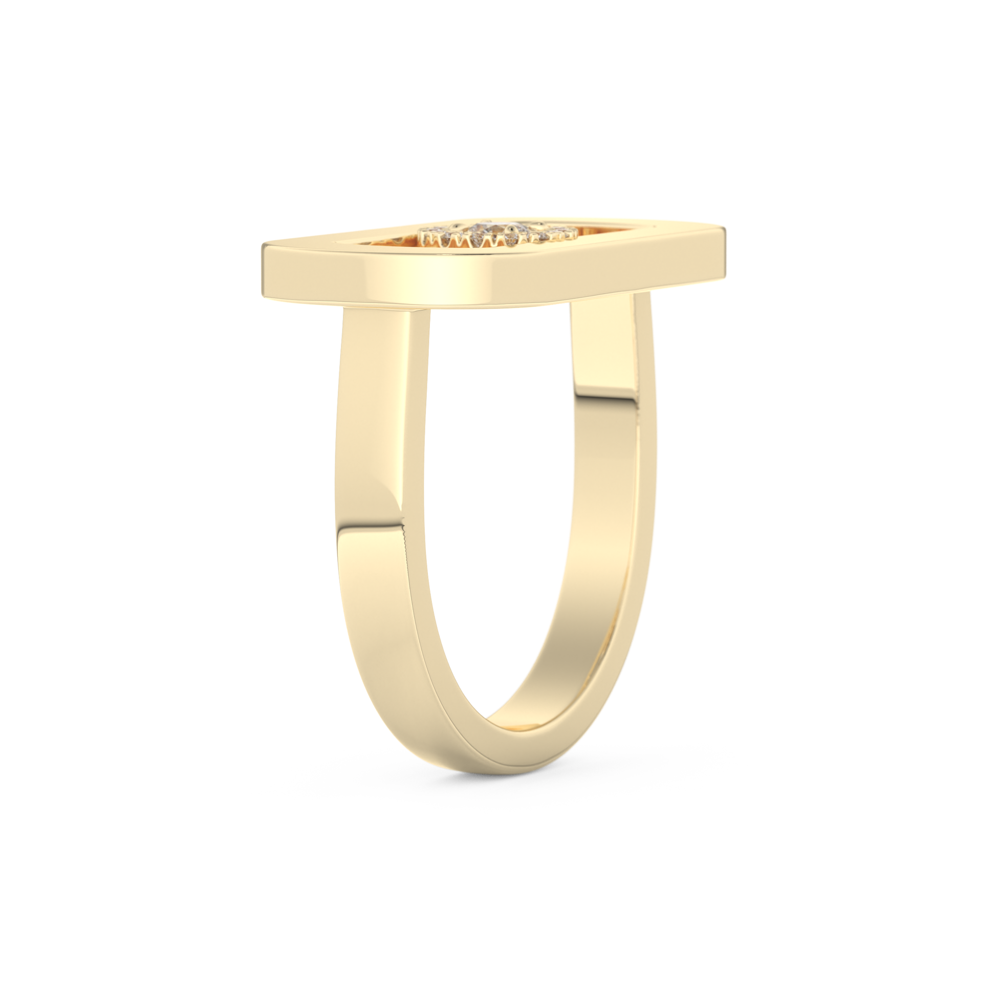 Round Cut Floating Halo 0.11 Carat Moissanite Ring – Halo Setting in Gold