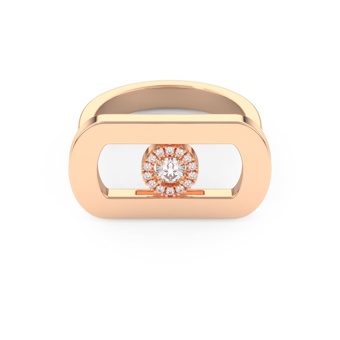 Round Cut Floating Halo 0.11 Carat Moissanite Ring – Halo Setting in Gold
