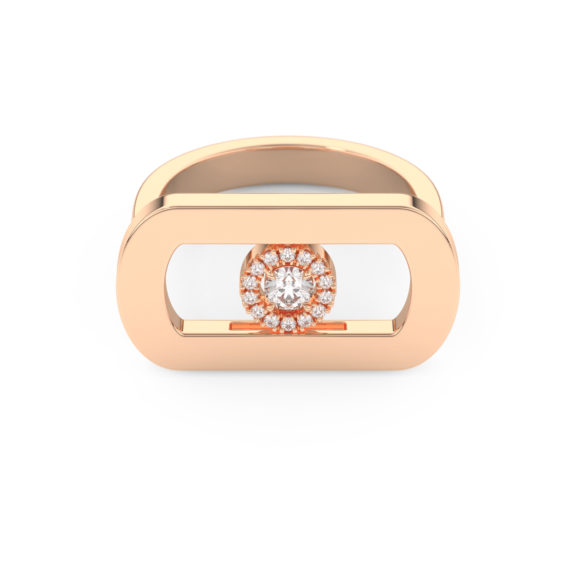 Round Cut Floating Halo 0.11 Carat Moissanite Ring – Halo Setting in Gold