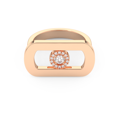 Round Cut Floating Halo 0.11 Carat Moissanite Ring – Halo Setting in Gold