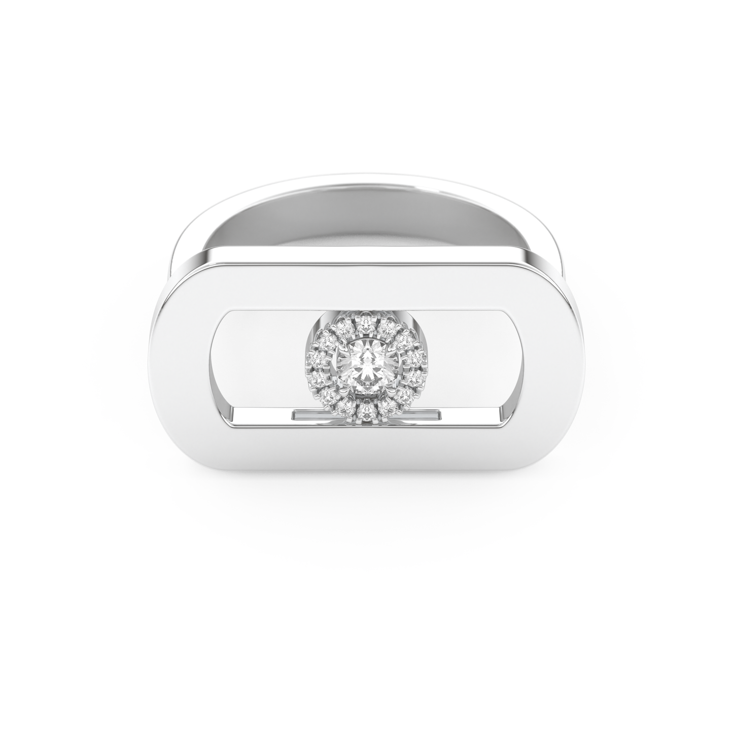 Round Cut Floating Halo 0.11 Carat Moissanite Ring – Halo Setting in Gold