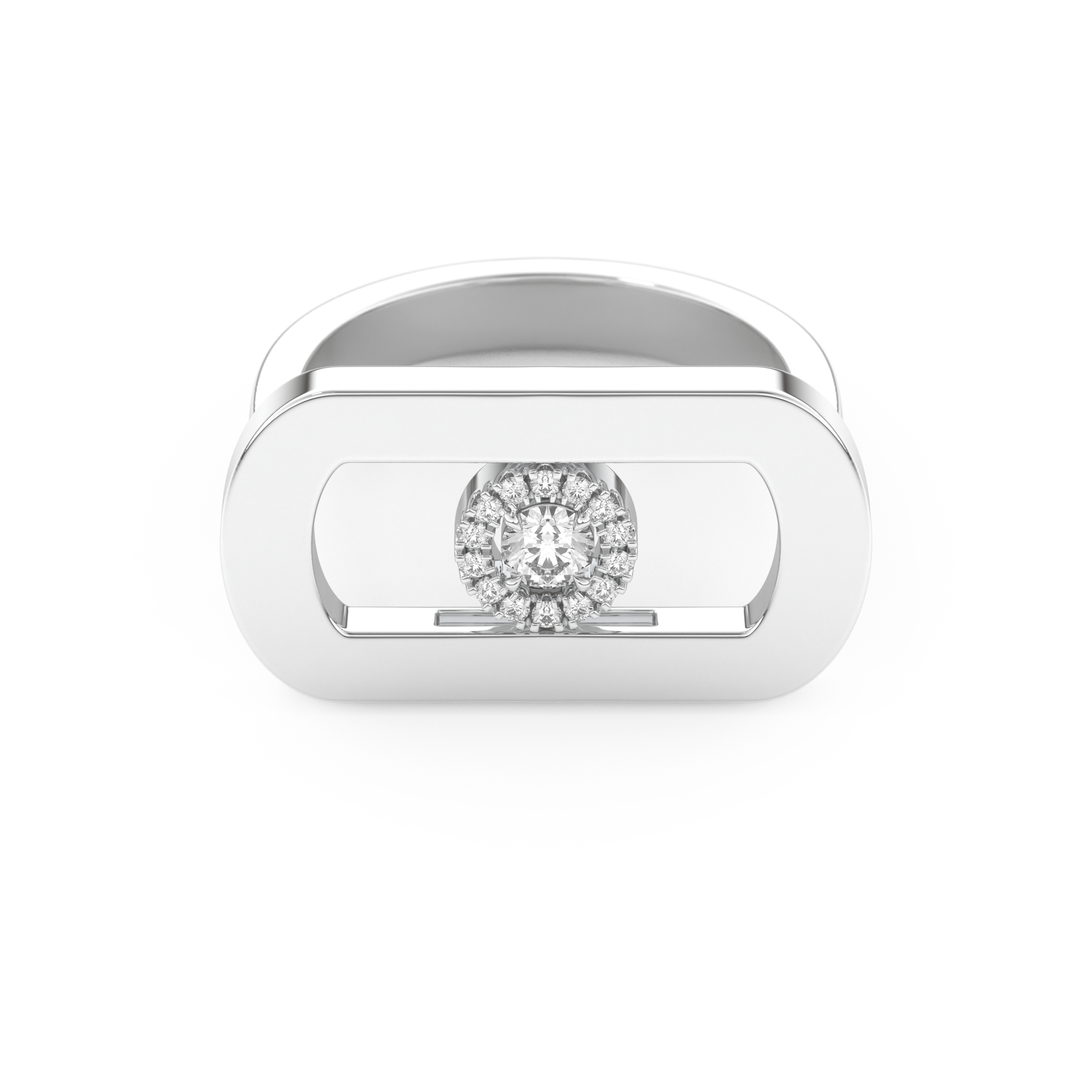 Round Cut Floating Halo 0.11 Carat Moissanite Ring – Halo Setting in Gold