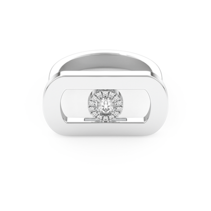 Round Cut Floating Halo 0.11 Carat Moissanite Ring – Halo Setting in Gold