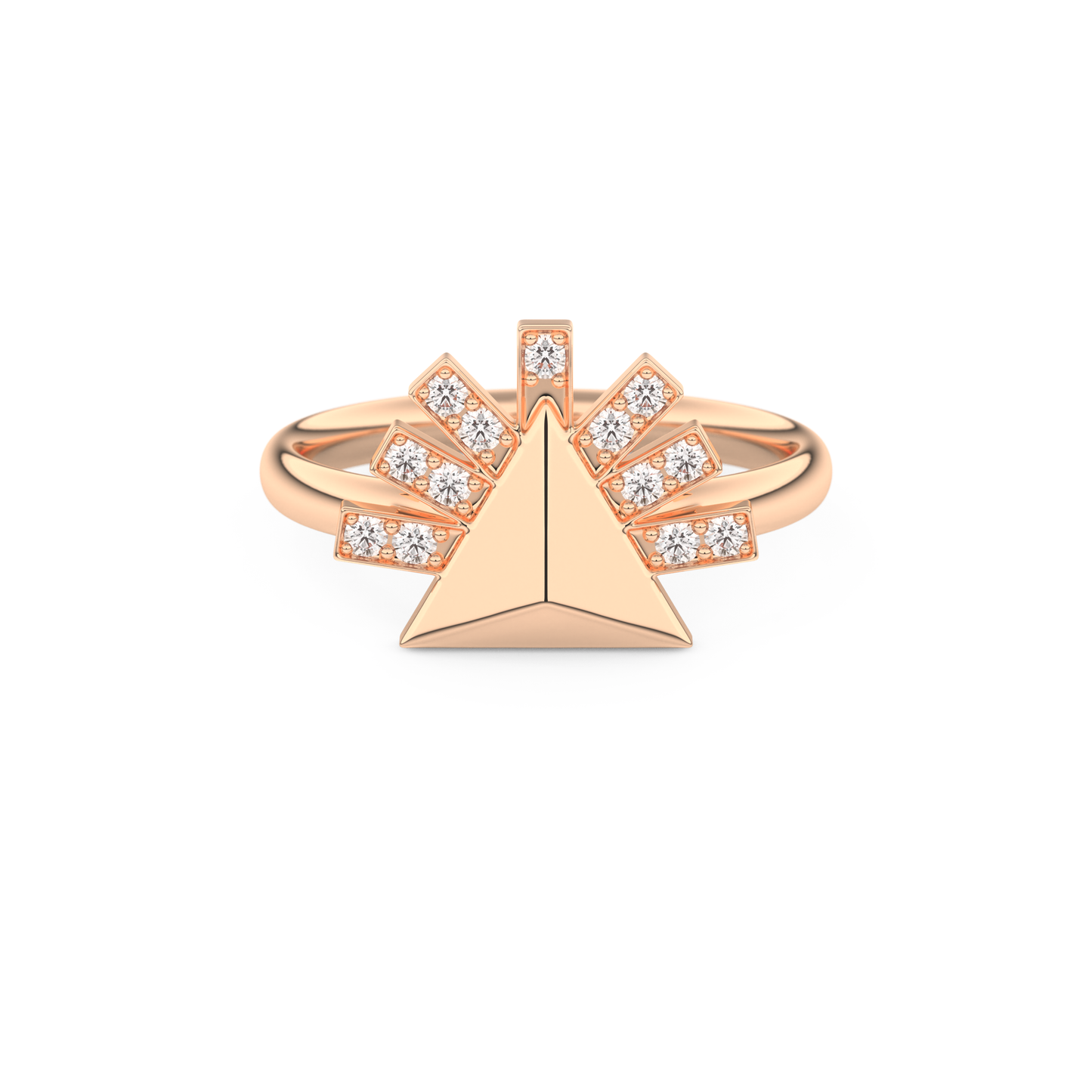 Geometric Pyramid Wedding Band with 0.16 CT Round Cut Moissanite – White, Yellow, or Rose Gold 13