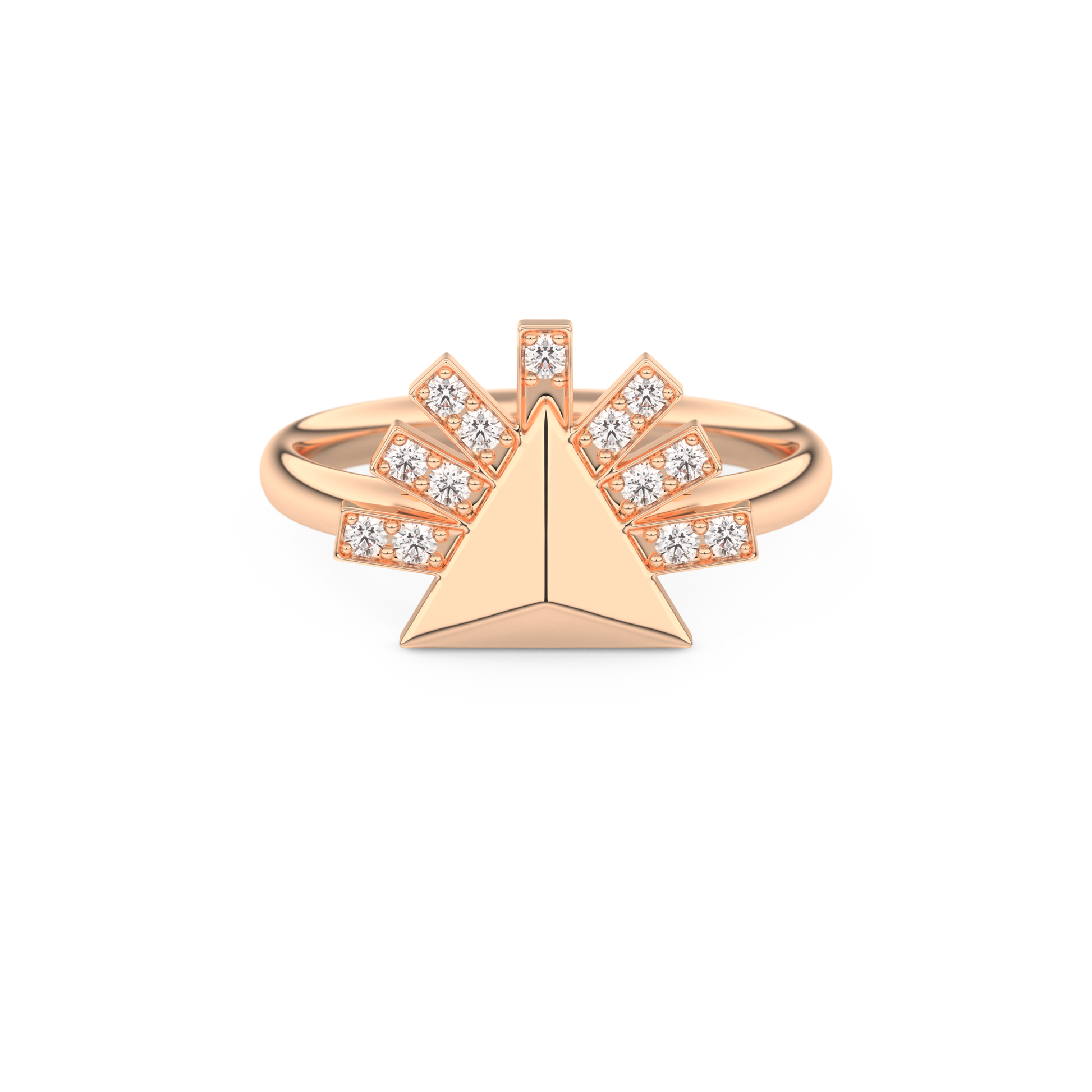 Geometric Pyramid Wedding Band with 0.16 CT Round Cut Moissanite – White, Yellow, or Rose Gold 13