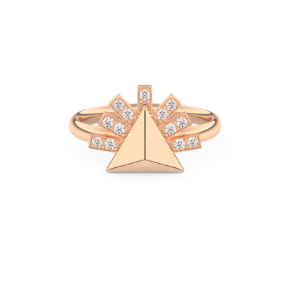 Geometric Pyramid Wedding Band with 0.16 CT Round Cut Moissanite – White, Yellow, or Rose Gold 13