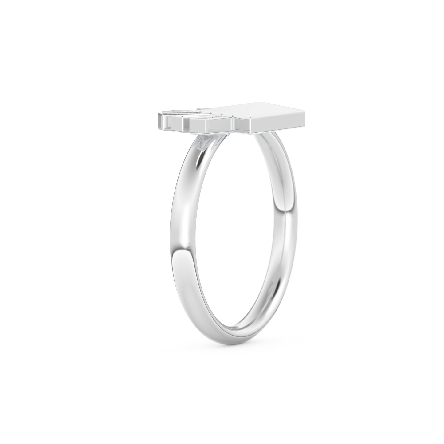 Geometric Pyramid Wedding Band with 0.16 CT Round Cut Moissanite – White, Yellow, or Rose Gold 10