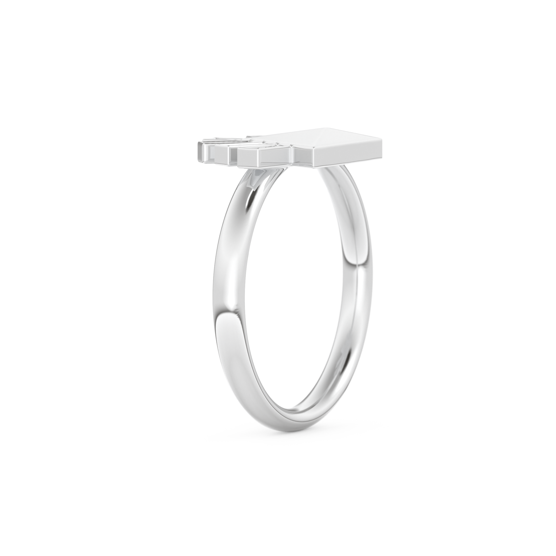 Geometric Pyramid Wedding Band with 0.16 CT Round Cut Moissanite – White, Yellow, or Rose Gold 10