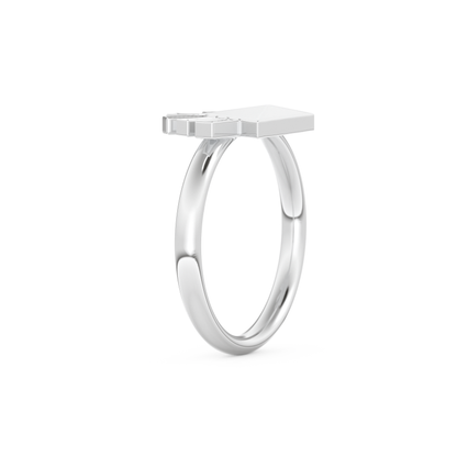 Geometric Pyramid Wedding Band with 0.16 CT Round Cut Moissanite – White, Yellow, or Rose Gold 10
