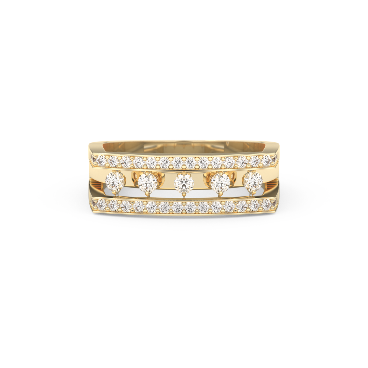Modern Droplet Wedding Band with 0.41 CT Round Cut Moissanite – Yellow, White, or Rose Gold 1