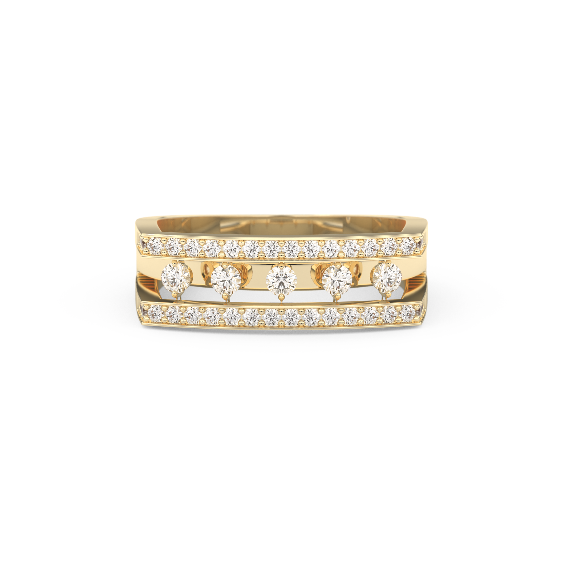 Modern Droplet Wedding Band with 0.41 CT Round Cut Moissanite – Yellow, White, or Rose Gold 1