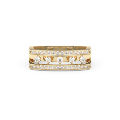 Modern Droplet Wedding Band with 0.41 CT Round Cut Moissanite – Yellow, White, or Rose Gold 1