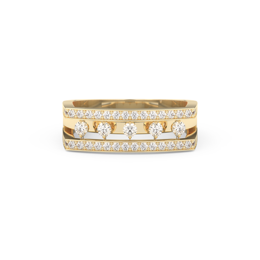 Modern Droplet Wedding Band with 0.41 CT Round Cut Moissanite – Yellow, White, or Rose Gold 1