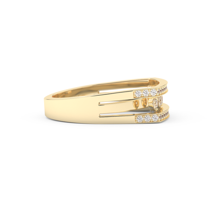 Modern Droplet Wedding Band with 0.41 CT Round Cut Moissanite – Yellow, White, or Rose Gold 2