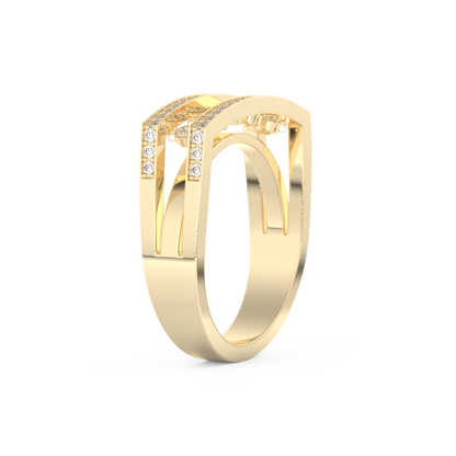 Modern Droplet Wedding Band with 0.41 CT Round Cut Moissanite – Yellow, White, or Rose Gold 3