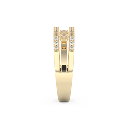 Modern Droplet Wedding Band with 0.41 CT Round Cut Moissanite – Yellow, White, or Rose Gold 5