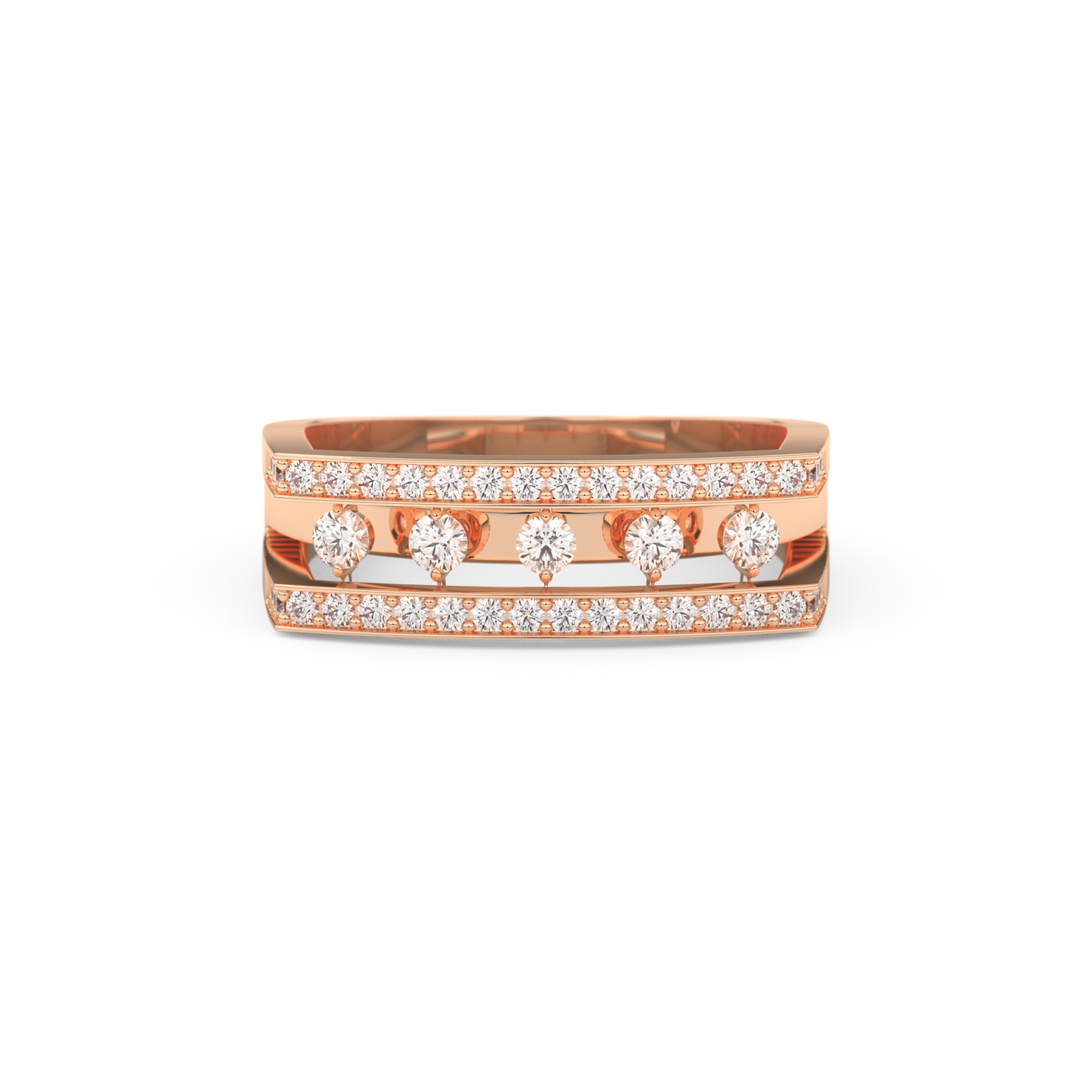 Modern Droplet Wedding Band with 0.41 CT Round Cut Moissanite – Yellow, White, or Rose Gold 13