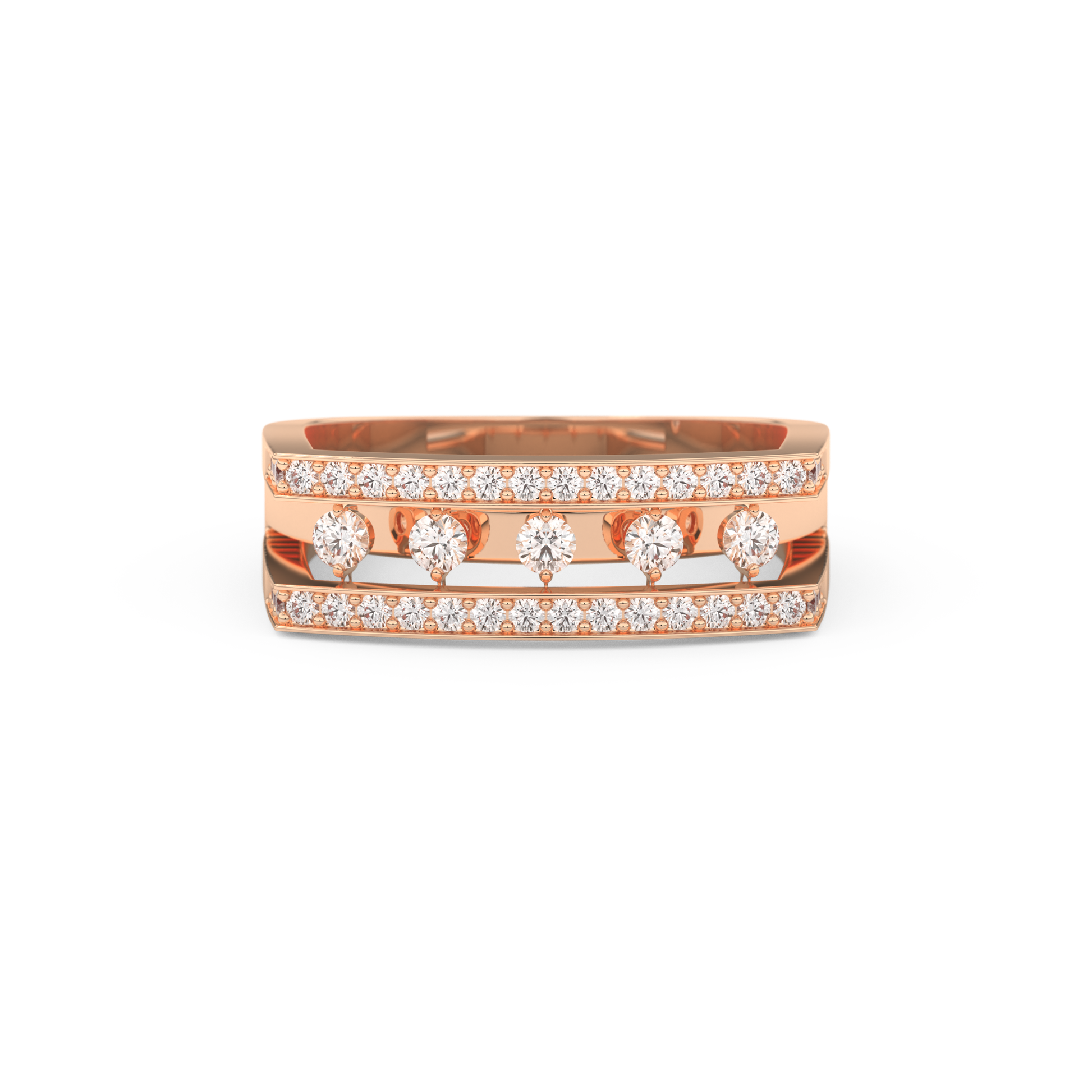 Modern Droplet Wedding Band with 0.41 CT Round Cut Moissanite – Yellow, White, or Rose Gold 13