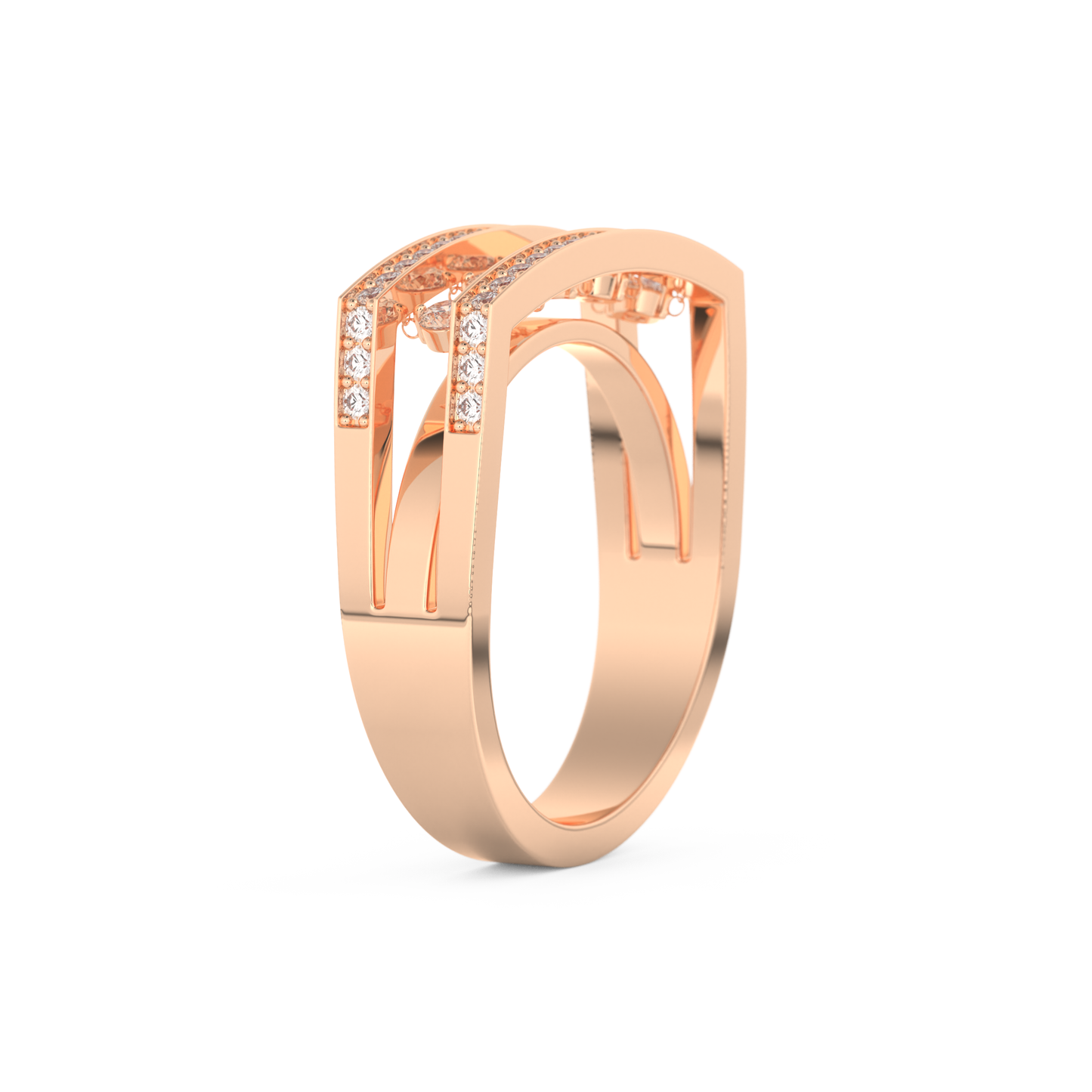 Modern Droplet Wedding Band with 0.41 CT Round Cut Moissanite – Yellow, White, or Rose Gold 16