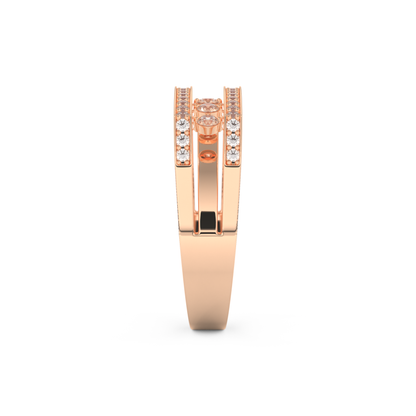 Modern Droplet Wedding Band with 0.41 CT Round Cut Moissanite – Yellow, White, or Rose Gold 18