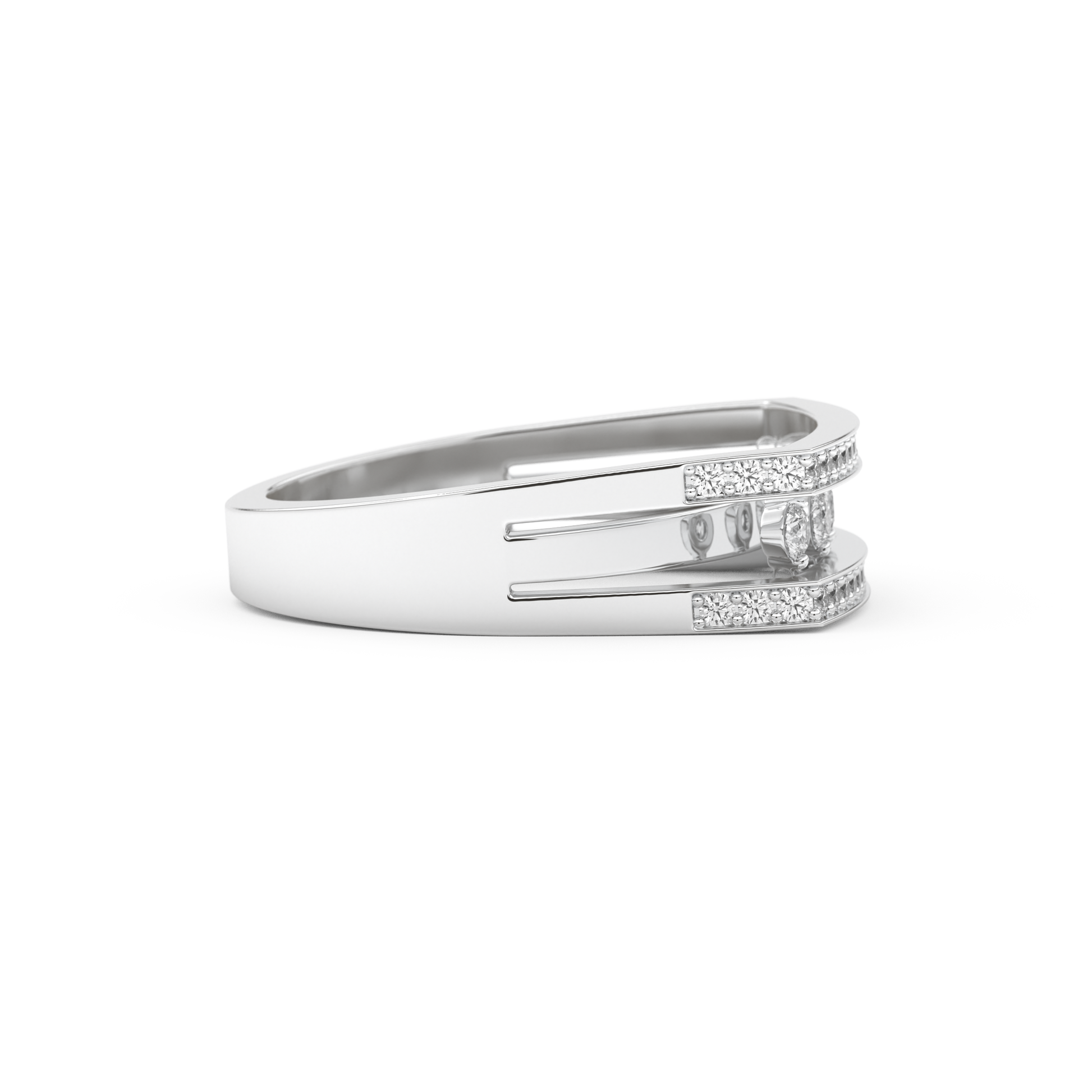 Modern Droplet Wedding Band with 0.41 CT Round Cut Moissanite – Yellow, White, or Rose Gold 8