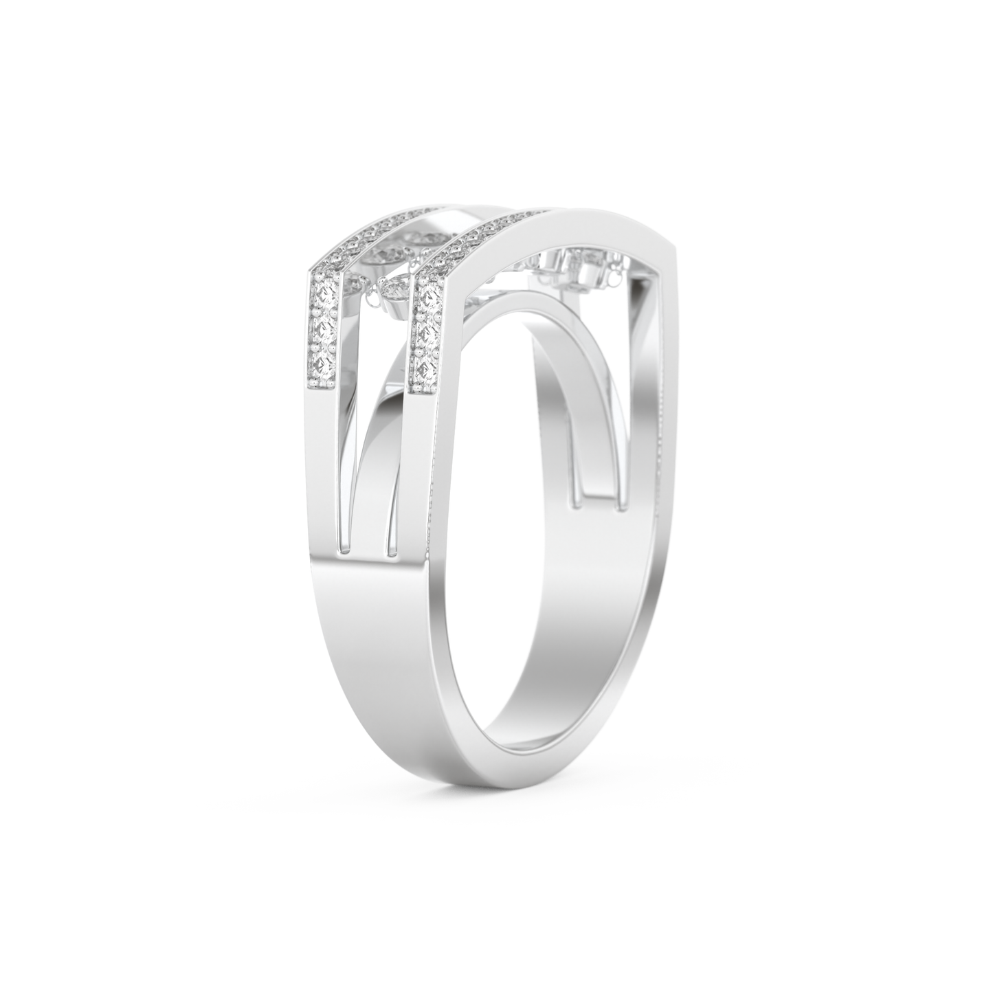 Modern Droplet Wedding Band with 0.41 CT Round Cut Moissanite – Yellow, White, or Rose Gold 9