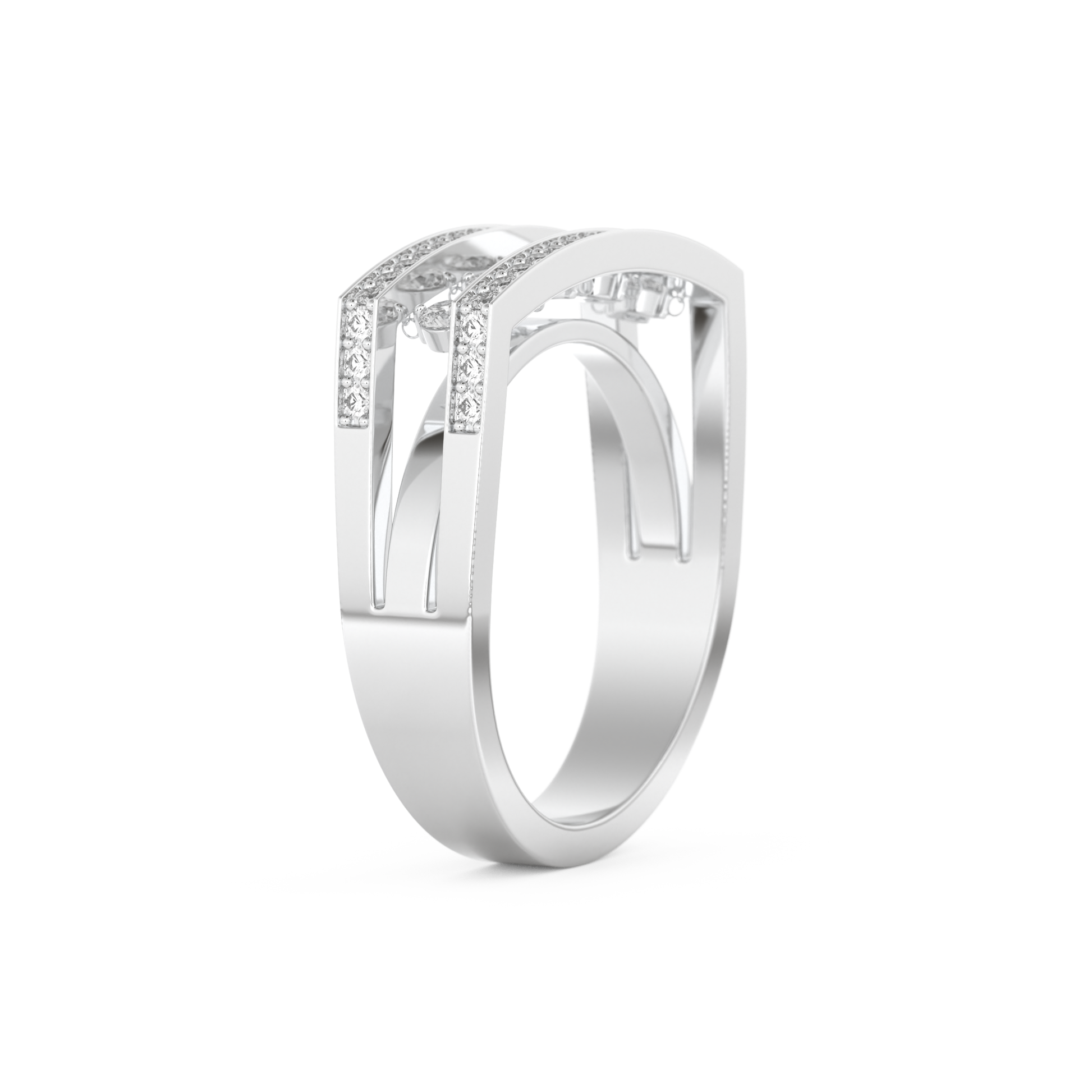 Modern Droplet Wedding Band with 0.41 CT Round Cut Moissanite – Yellow, White, or Rose Gold 9