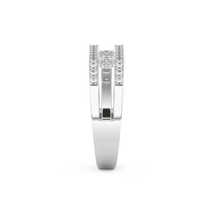 Modern Droplet Wedding Band with 0.41 CT Round Cut Moissanite – Yellow, White, or Rose Gold 12