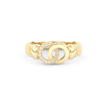Interlocking Circle Wedding Band with 0.06 CT Round Cut Moissanite – Yellow, White, or Rose Gold 1