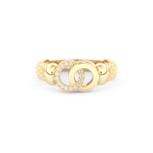 Interlocking Circle Wedding Band with 0.06 CT Round Cut Moissanite – Yellow, White, or Rose Gold 1